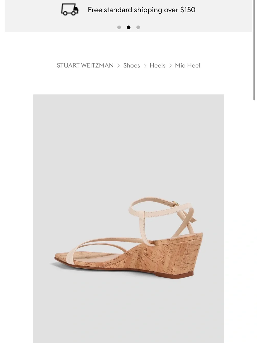 Stuart Weitzman Cream Strappy Cork Wedge Sandals - Picture 3 of 4